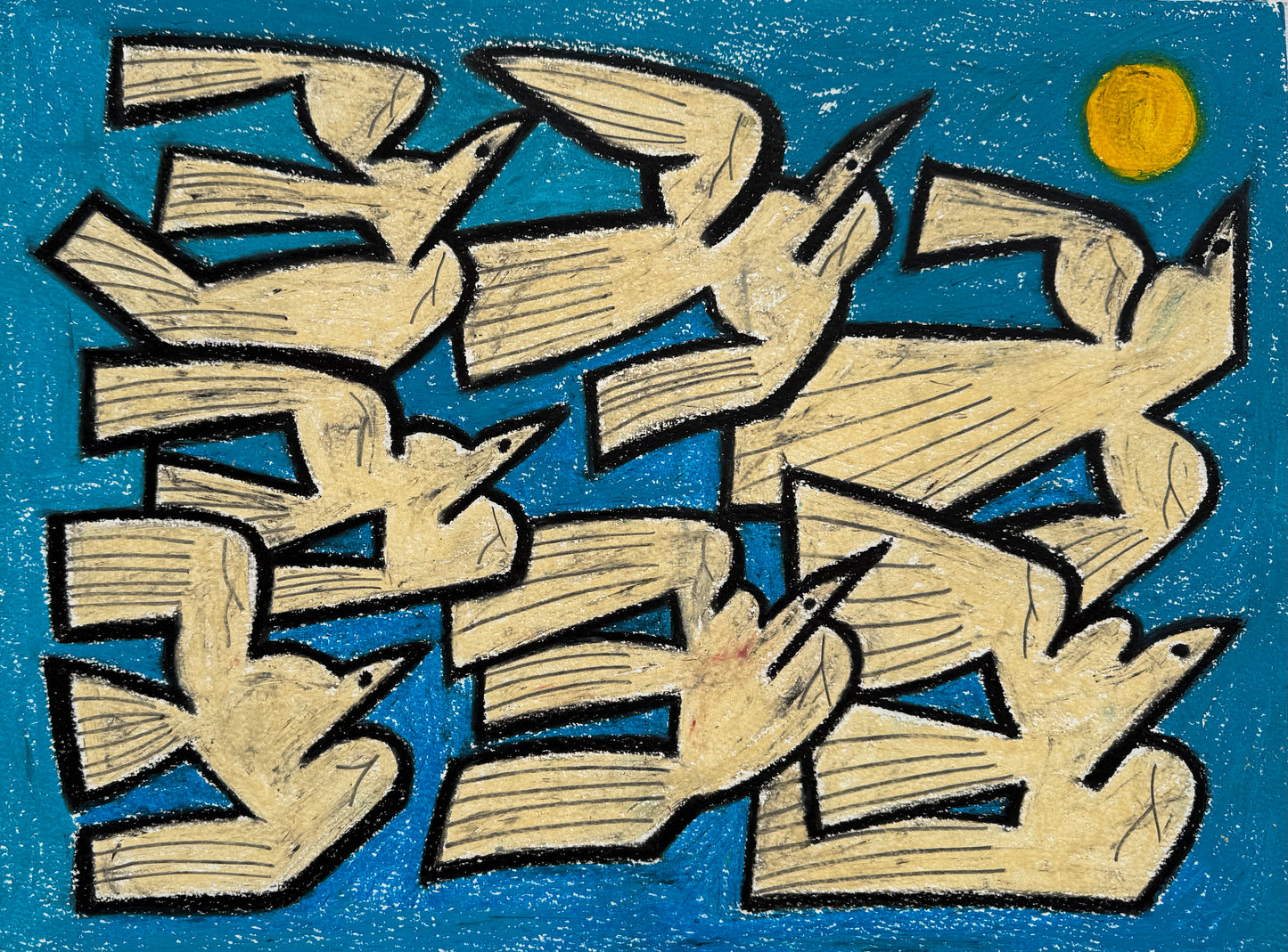 Vogelschar / Original / 56 x 42 cm