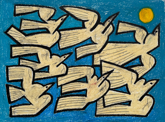 Vogelschar / Original / 56 x 42 cm