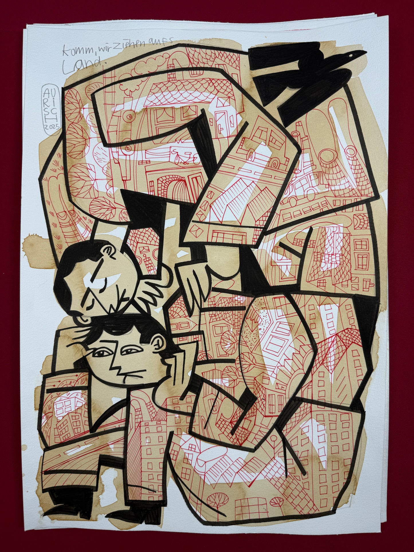 Komm Wir Ziehen Aufs Land / Original / 29,5 x 42 cm