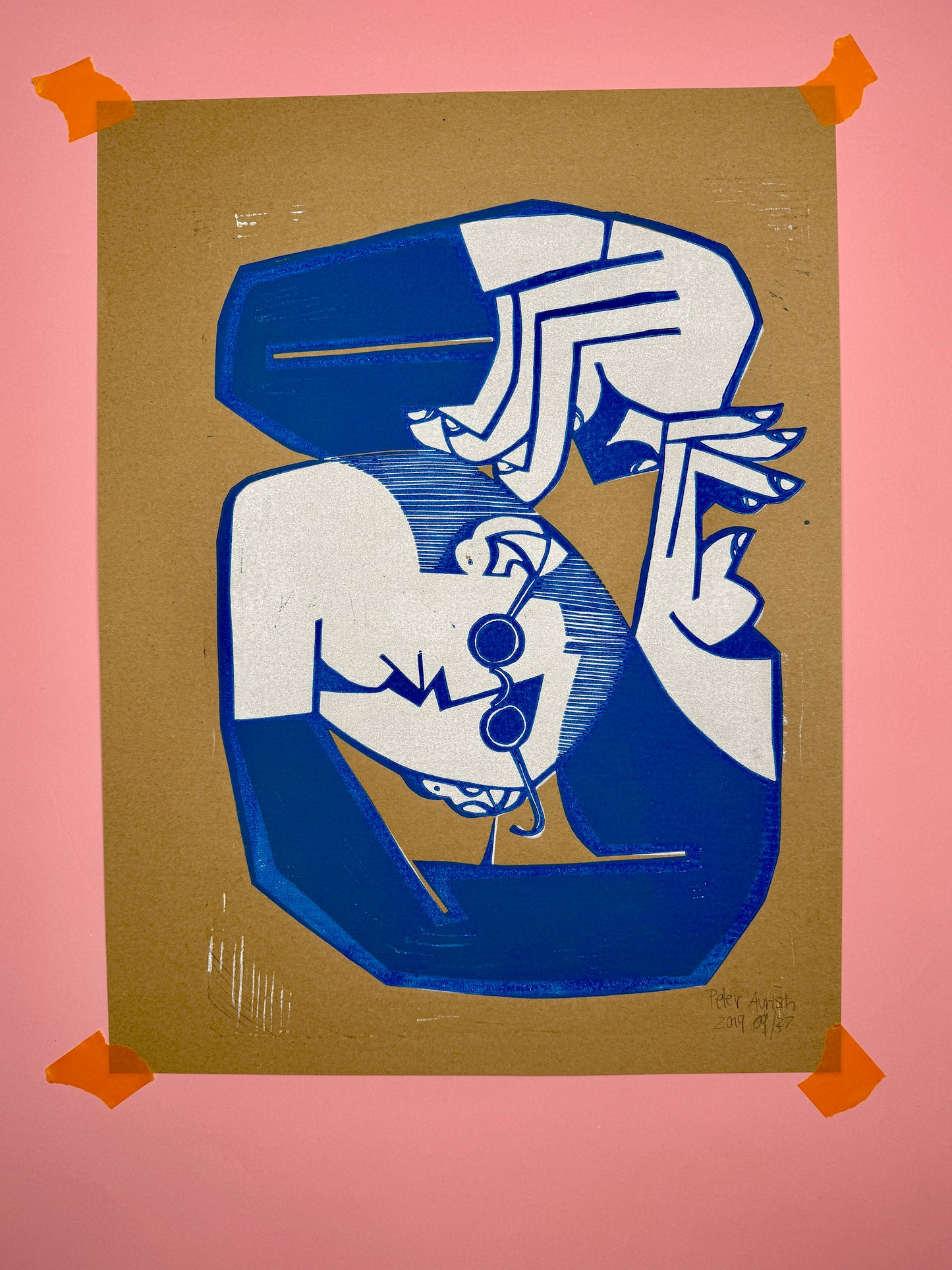 Rückenschmerzen / Linolschnnitt / 36 x 48 cm