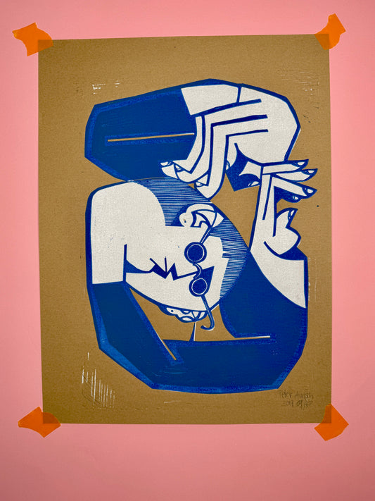 Rückenschmerzen / Linolschnnitt / 36 x 48 cm