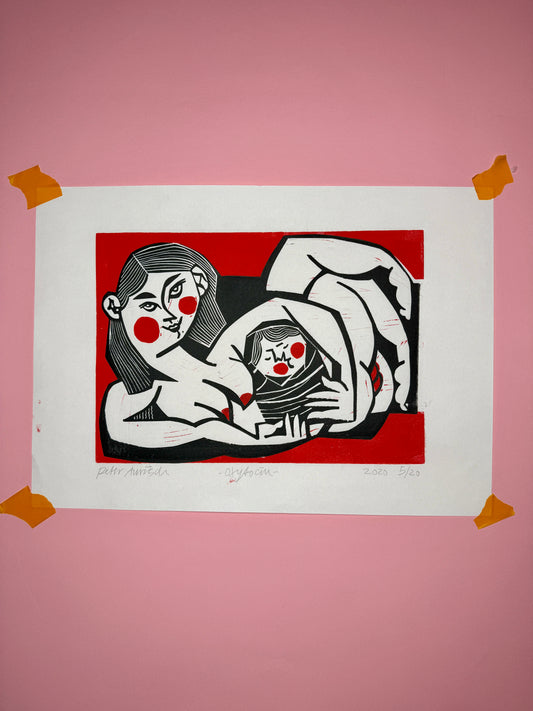 Oxytocin / Linolschnnitt / 42 x 30 cm